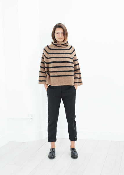Pantalon slim à fermeture éclair latérale en noir
