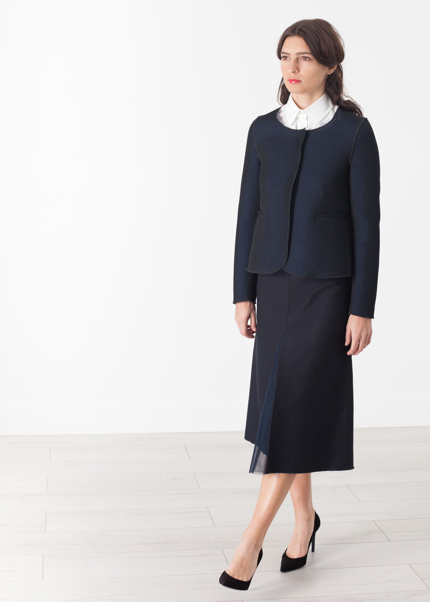 Veste tissée en noir/bleu