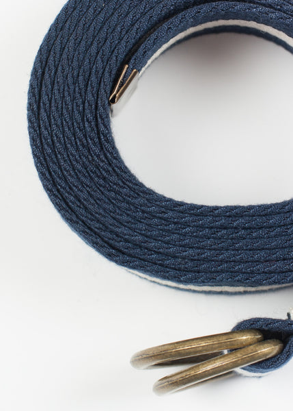 Ceinture en toile rayée en bleu marine/blanc
