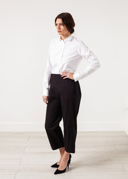 Pantalon large court en noir