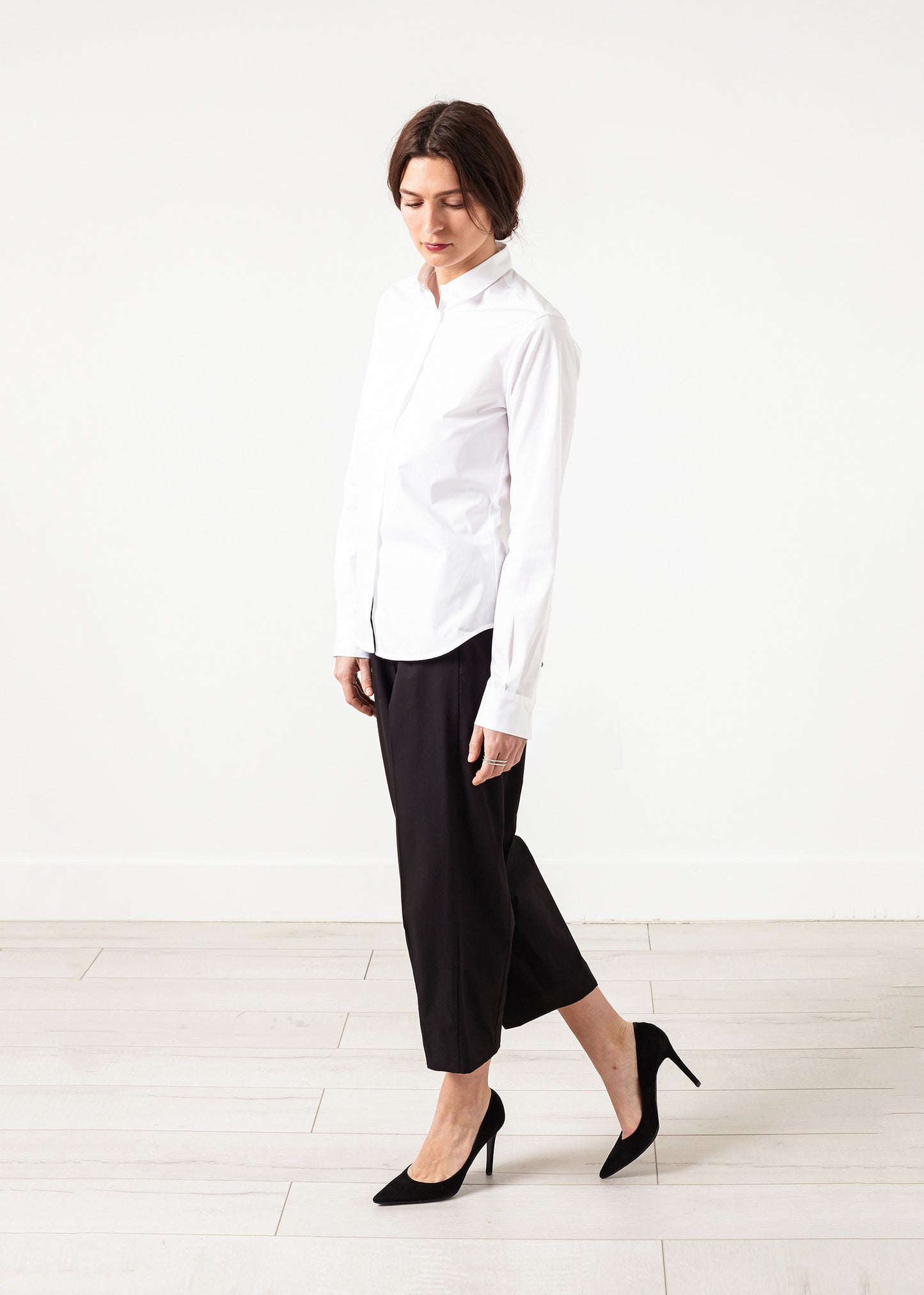 Pantalon large court en noir
