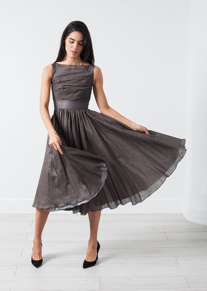 Robe en Voile Gris Perle