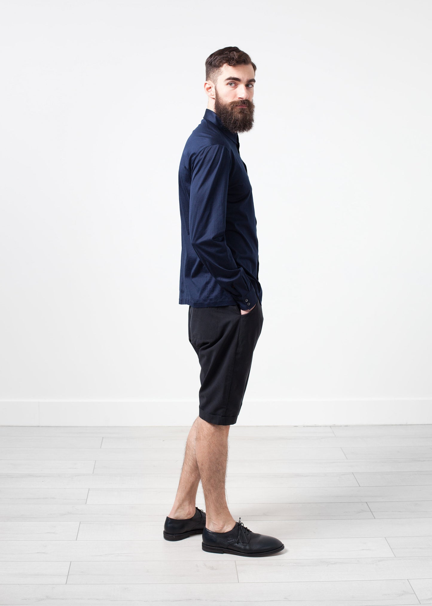 Chemise boutonnée Scotland en bleu marine