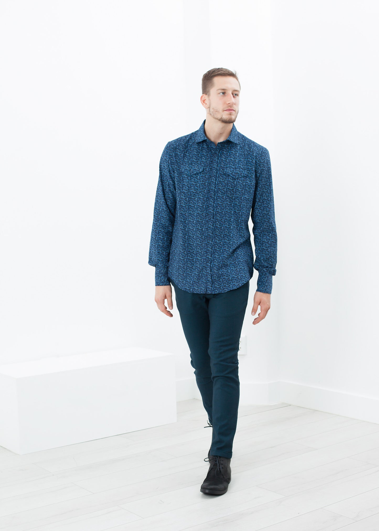 Western Arkansas Button-Up en bleu floral