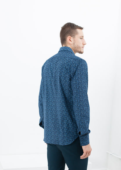 Western Arkansas Button-Up en bleu floral