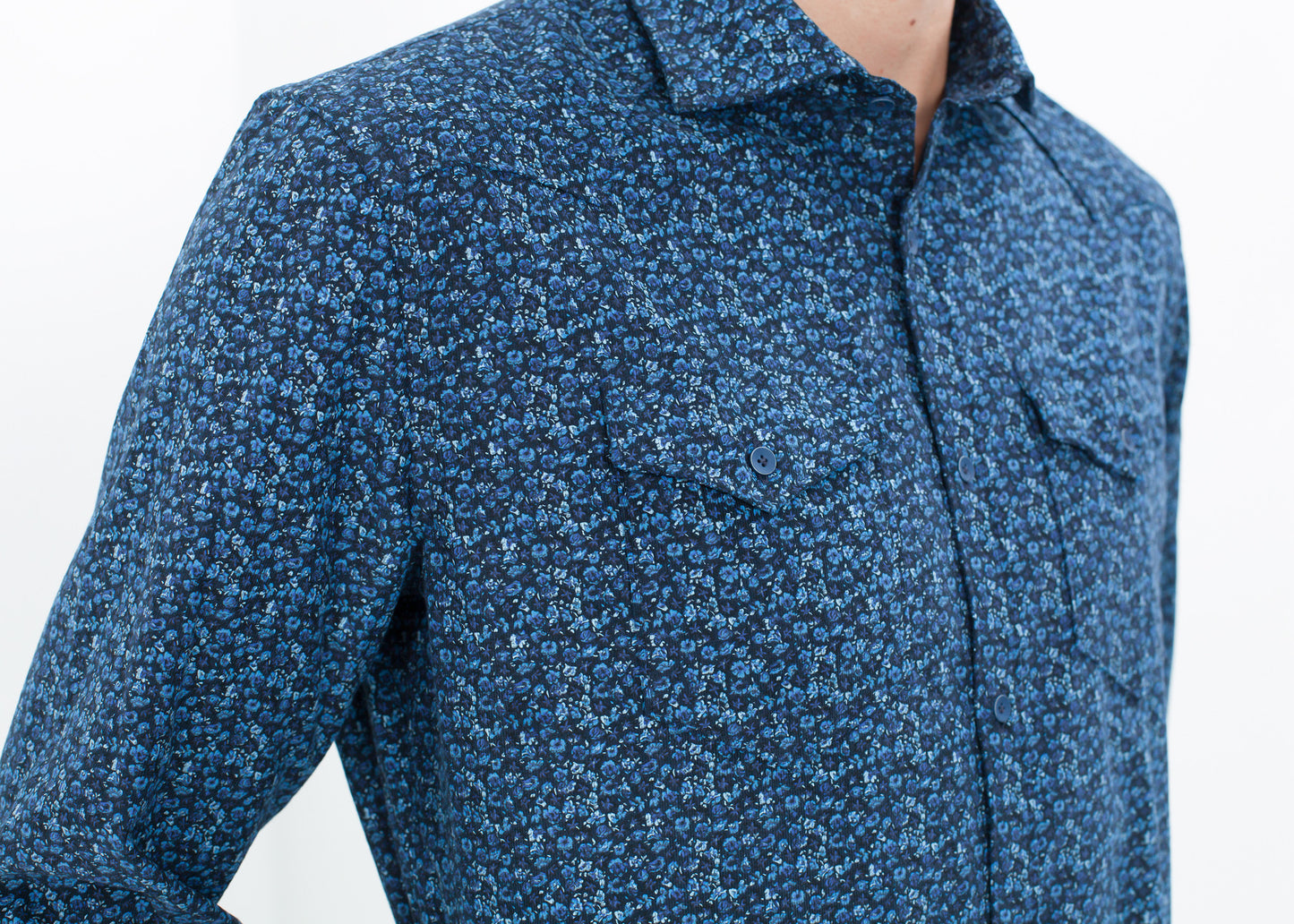 Western Arkansas Button-Up en bleu floral