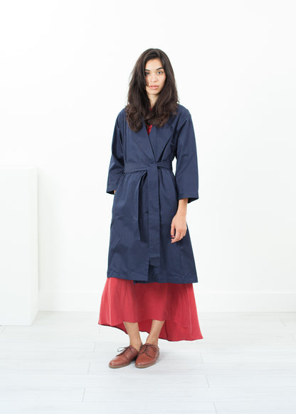 Trench en satin bleu marine
