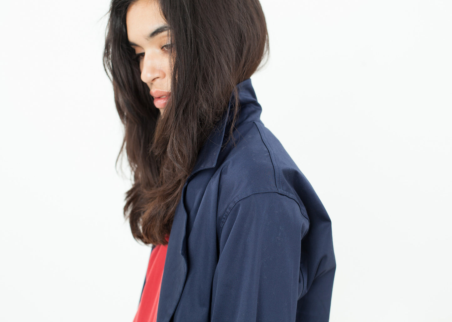 Trench en satin bleu marine
