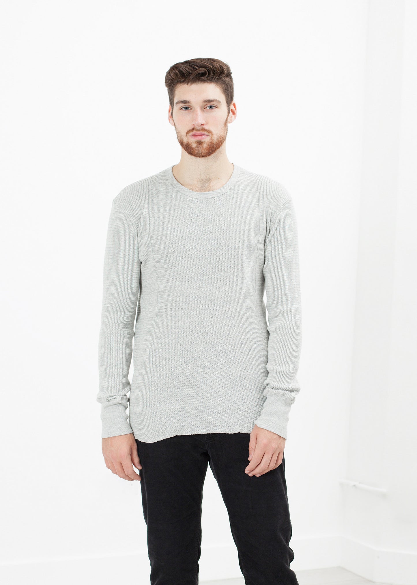 T-shirt à manches longues en tricot gaufré