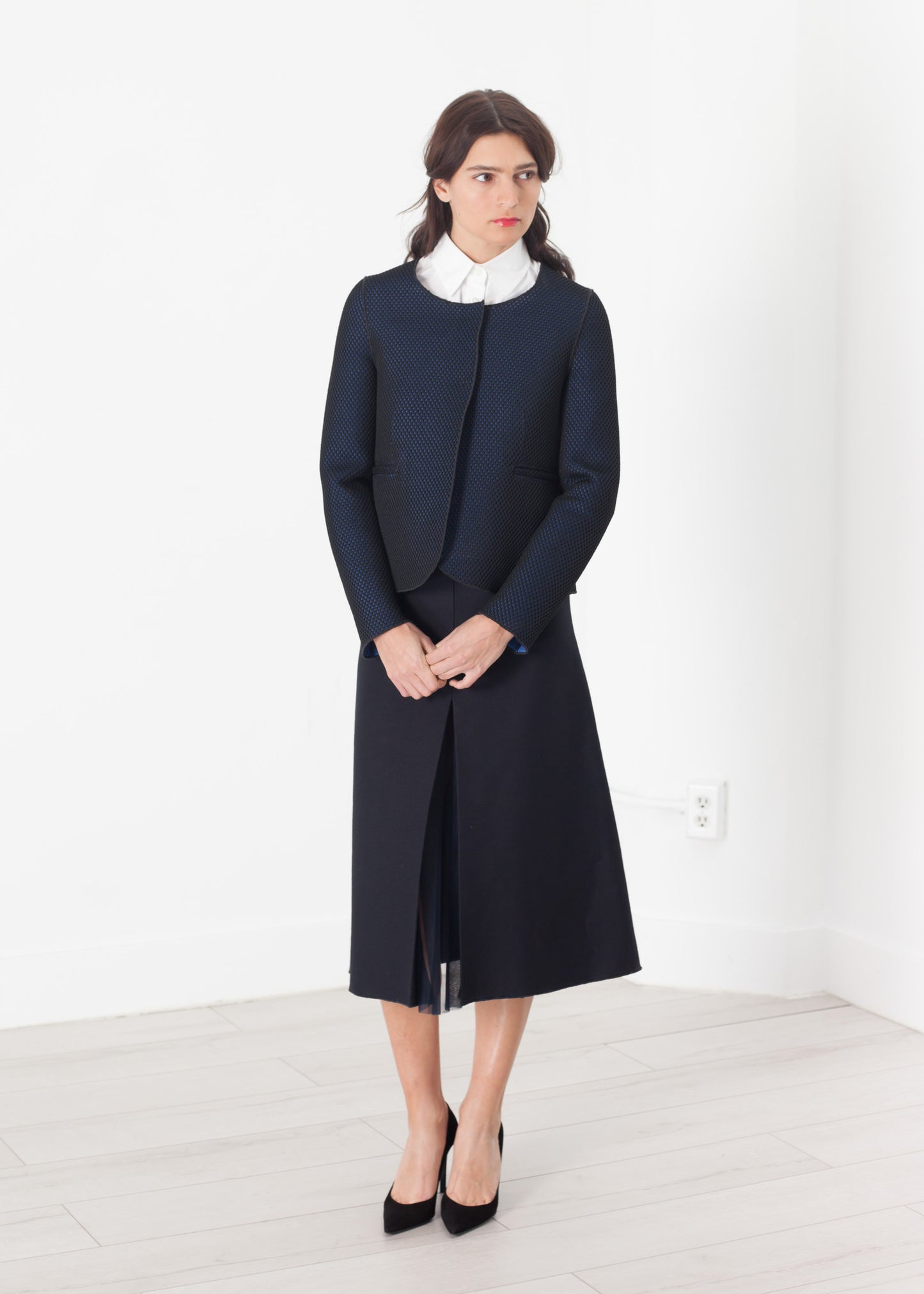 Veste tissée en noir/bleu