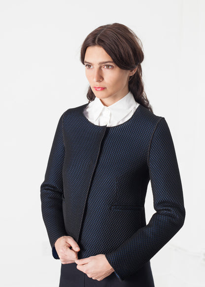 Veste tissée en noir/bleu