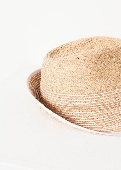 Chapeau de planche à laver en paille/blanc