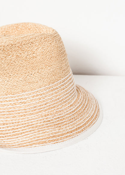 Chapeau de planche à laver en paille/blanc