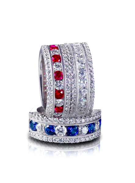 Blue and Red Diamond Ring
